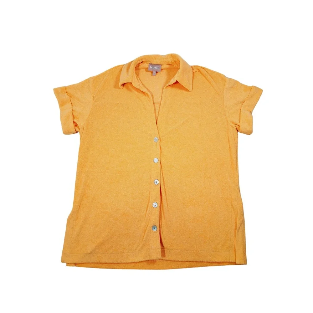 Show Me Your MuMu Women's Parker Button Down Orange Terry Size Small - Picture 4 of 9
